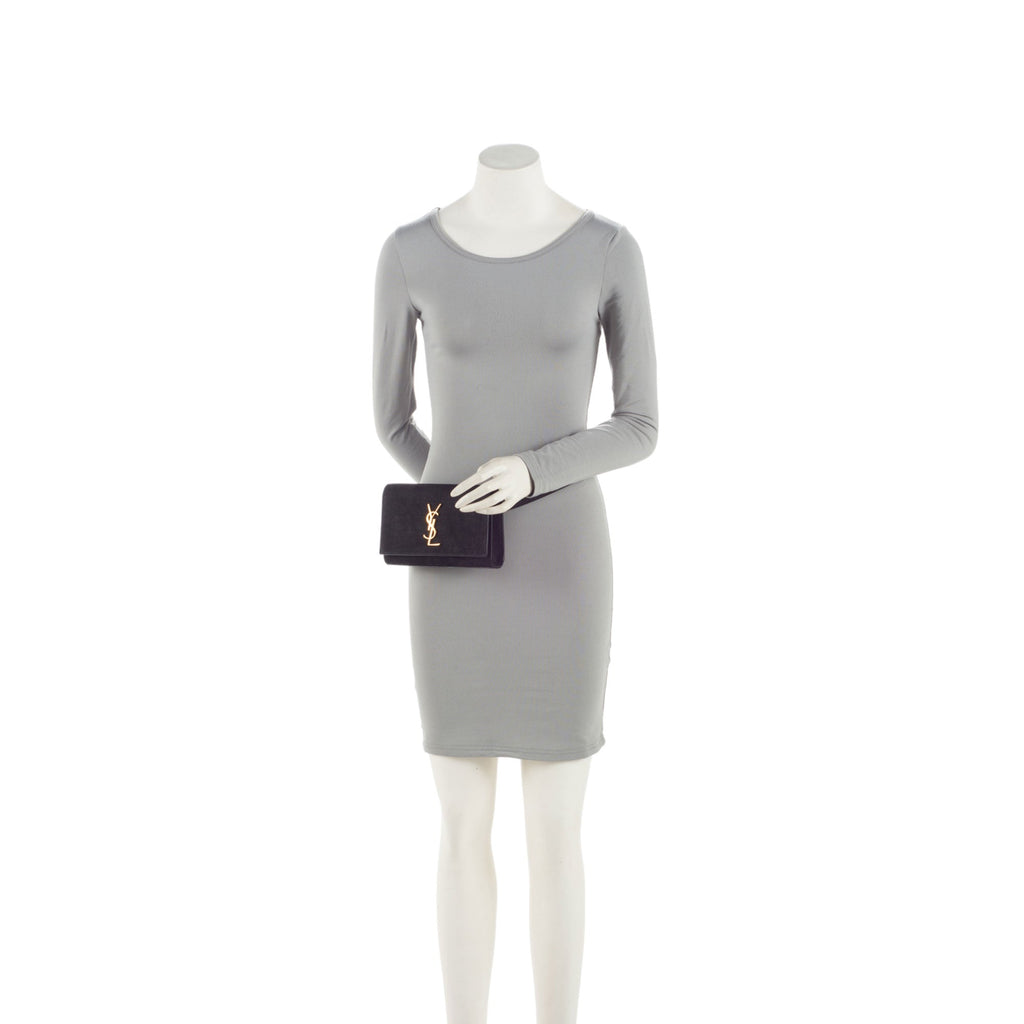 Saint Laurent Suede Croc Embossed Kate Belt Bag (SHF-fiWAvm)