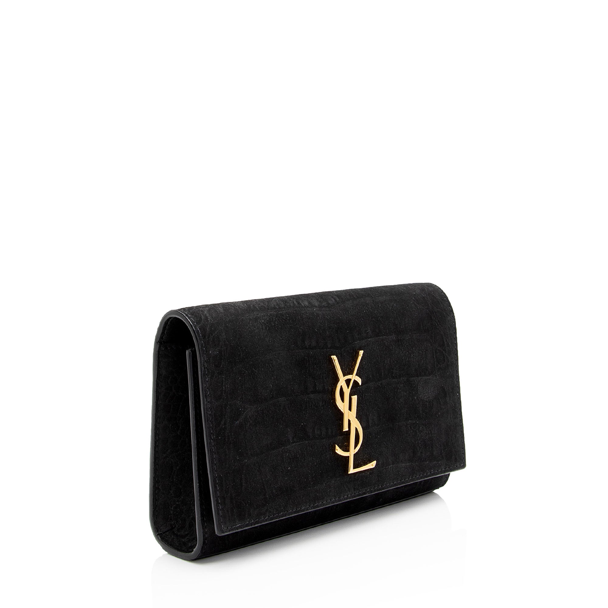 Saint Laurent Suede Croc Embossed Kate Belt Bag (SHF-fiWAvm)