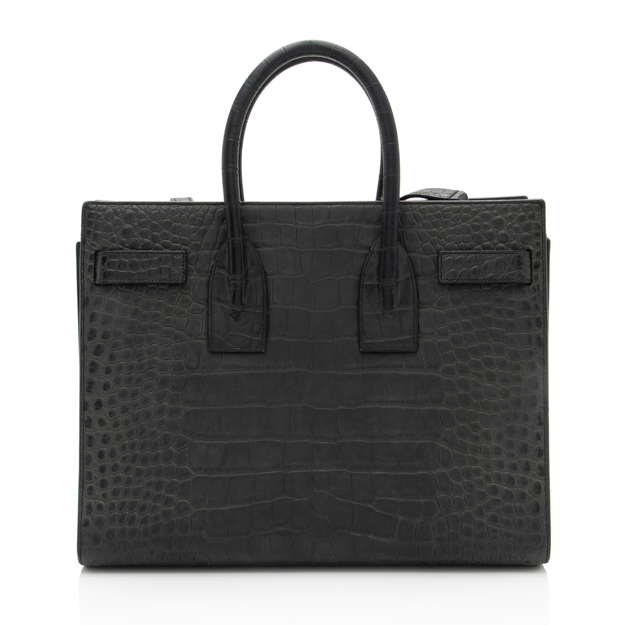 Saint Laurent Suede Croc Embossed Sac De Jour Small Tote (SHF-KNTdV6)