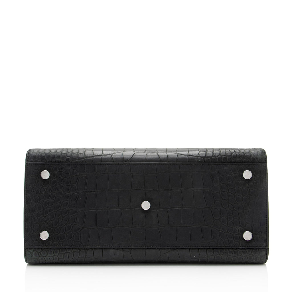 Saint Laurent Suede Croc Embossed Sac De Jour Small Tote (SHF-KNTdV6)