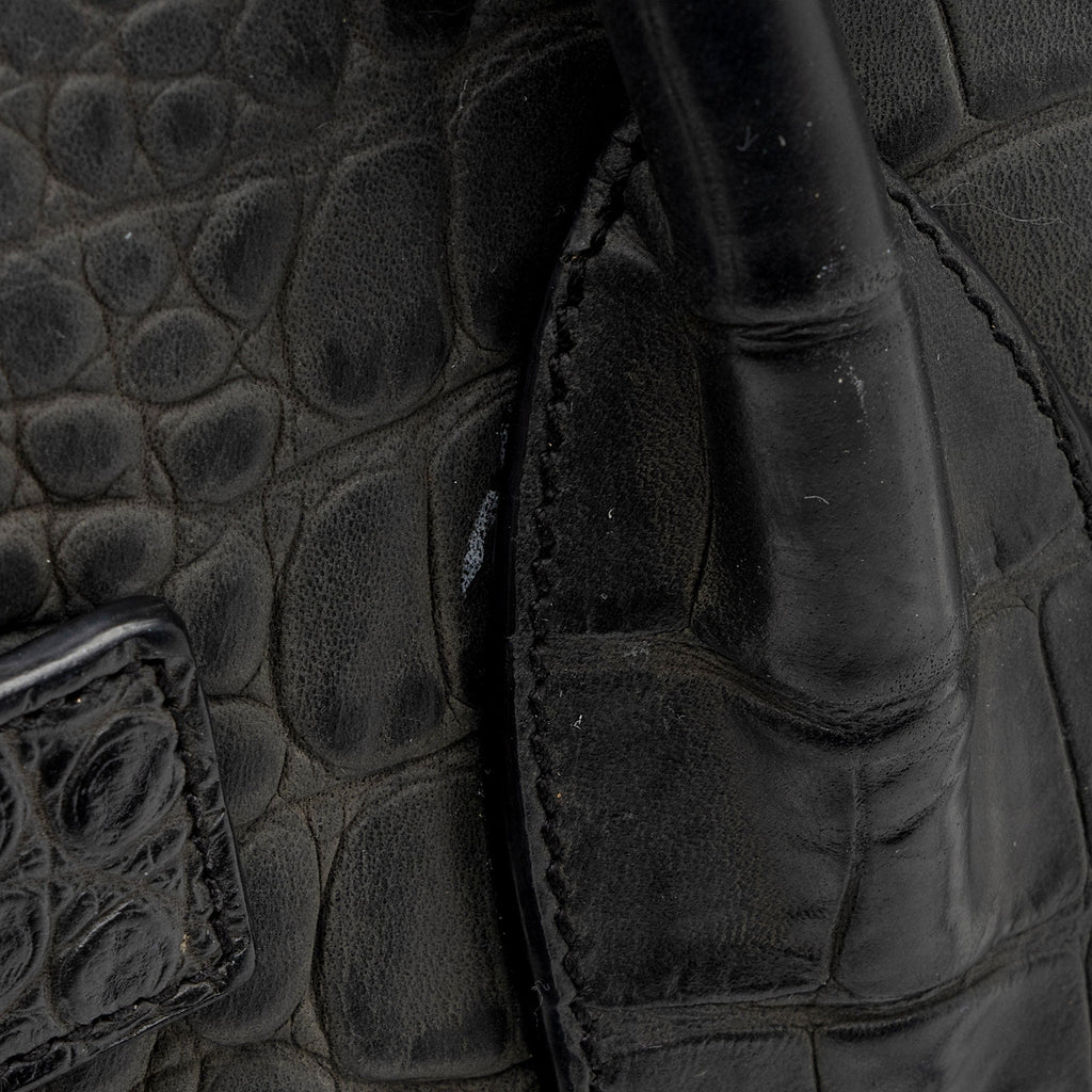 Saint Laurent Suede Croc Embossed Sac De Jour Small Tote (SHF-KNTdV6)