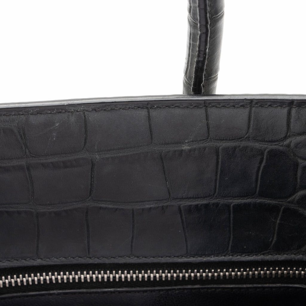 Saint Laurent Suede Croc Embossed Sac De Jour Small Tote (SHF-KNTdV6)