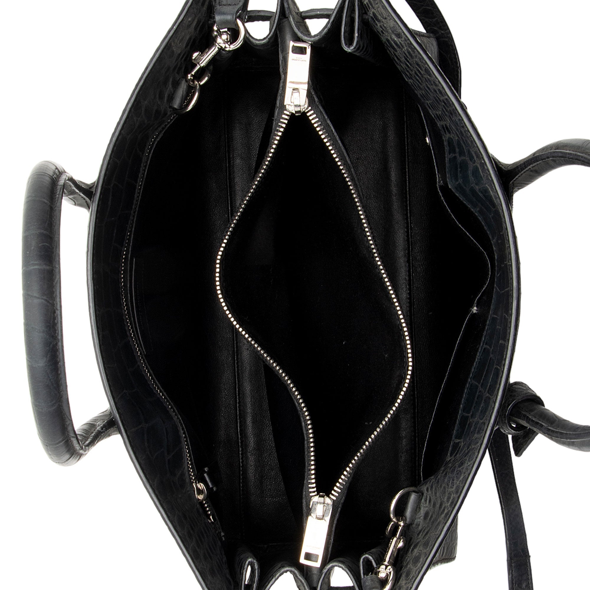 Saint Laurent Suede Croc Embossed Sac De Jour Small Tote (SHF-KNTdV6)