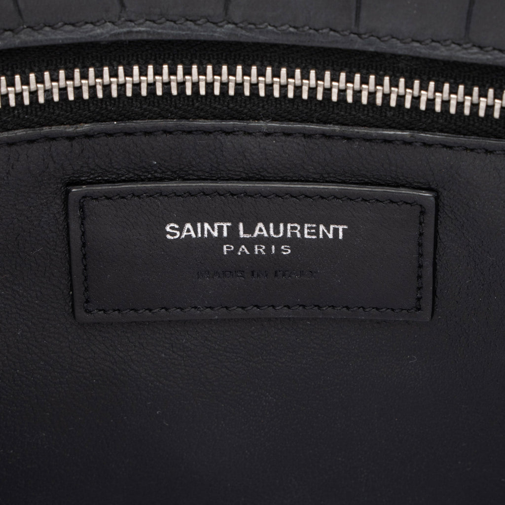Saint Laurent Suede Croc Embossed Sac De Jour Small Tote (SHF-KNTdV6)