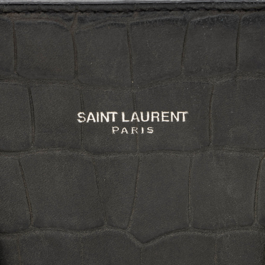 Saint Laurent Suede Croc Embossed Sac De Jour Small Tote (SHF-KNTdV6)