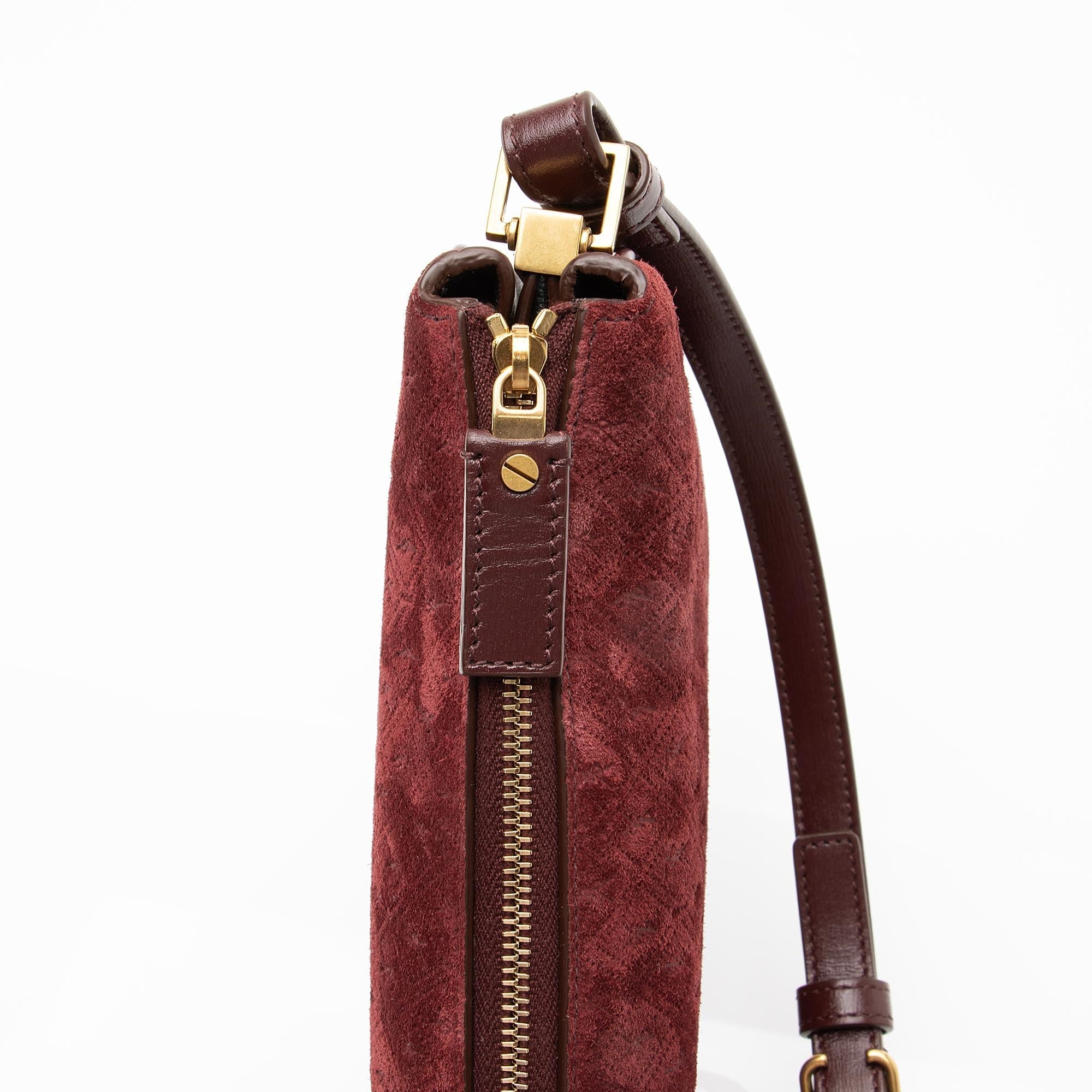 Saint Laurent Suede Monogram King Palm Crossbody Bag (SHF-23057)