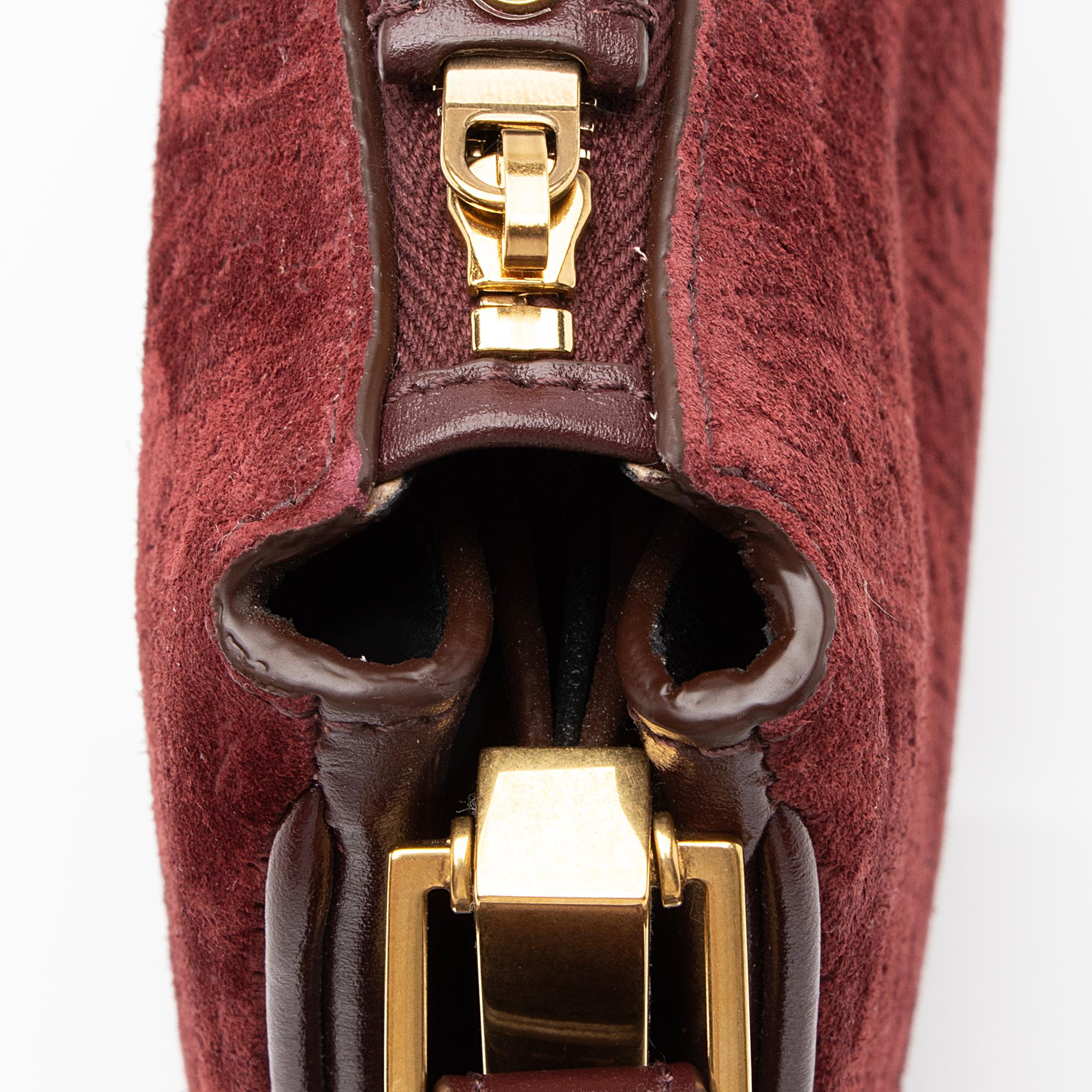 Saint Laurent Suede Monogram King Palm Crossbody Bag (SHF-23057)