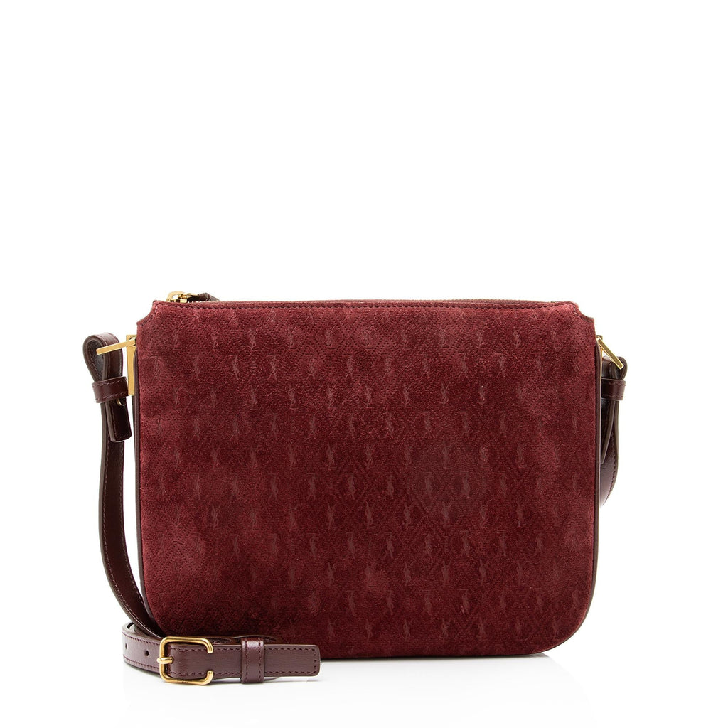 Saint Laurent Suede Monogram King Palm Crossbody Bag (SHF-23057)