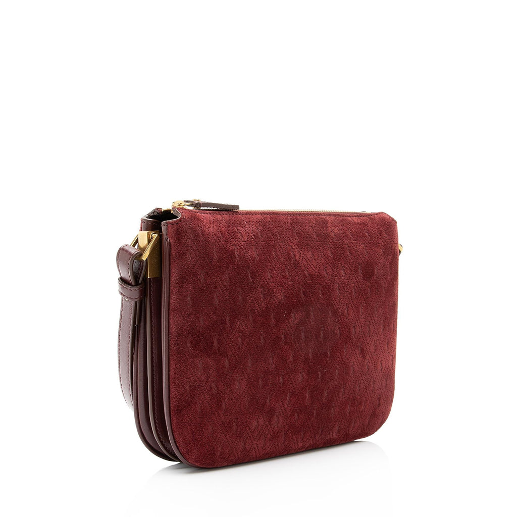 Saint Laurent Suede Monogram King Palm Crossbody Bag (SHF-23057)