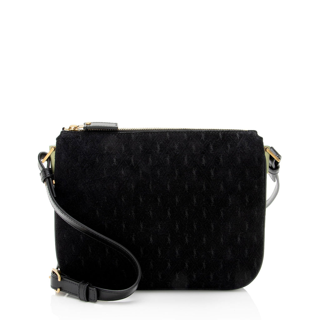 Saint Laurent Suede Monogram King Palm Crossbody Bag (SHF-eGBpnw)