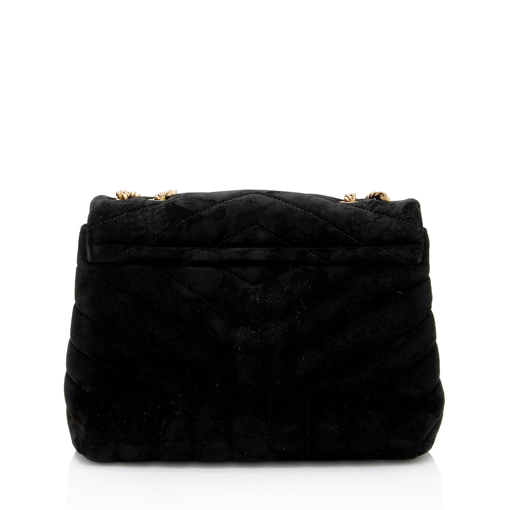 Saint Laurent Suede Monogram LouLou Chain Small Crossbody Bag (SHF-3u0yIz)