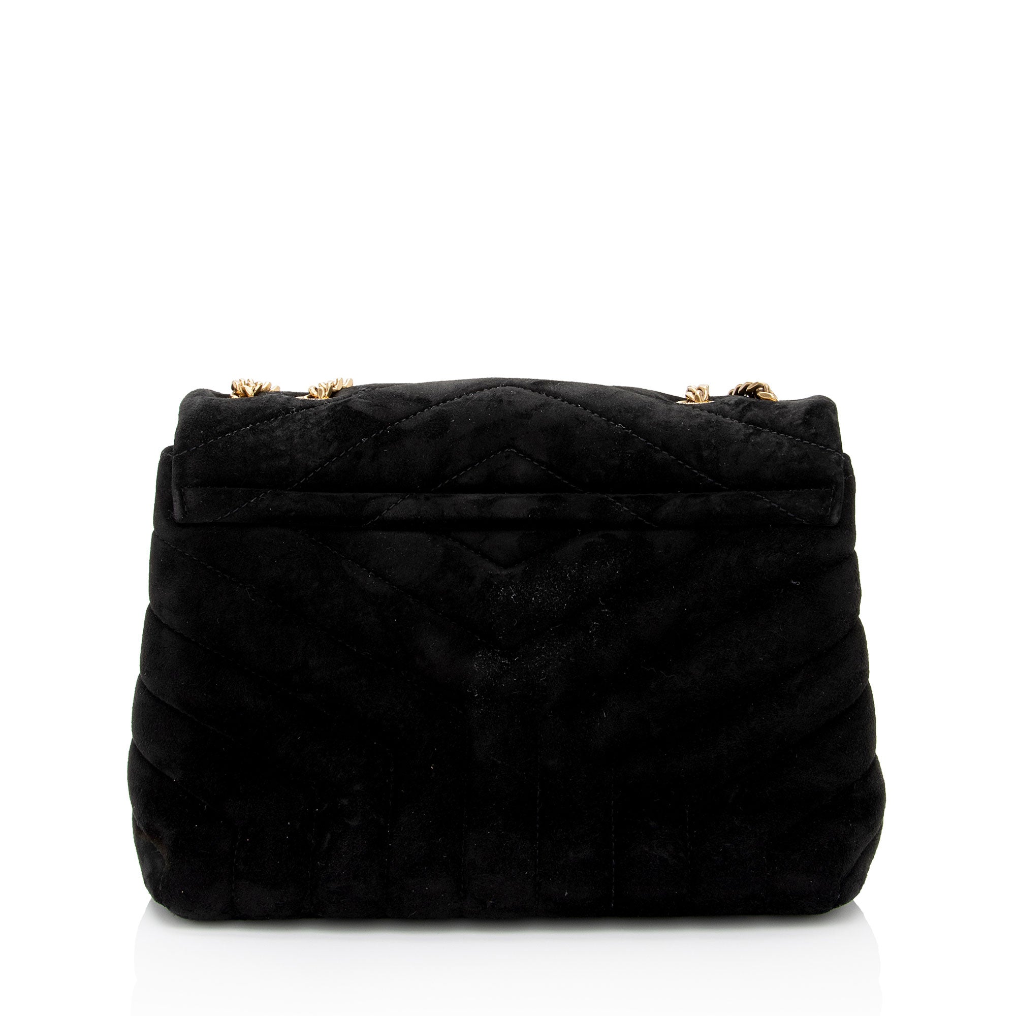 Saint Laurent Suede Monogram LouLou Chain Small Crossbody Bag (SHF-3u0yIz)