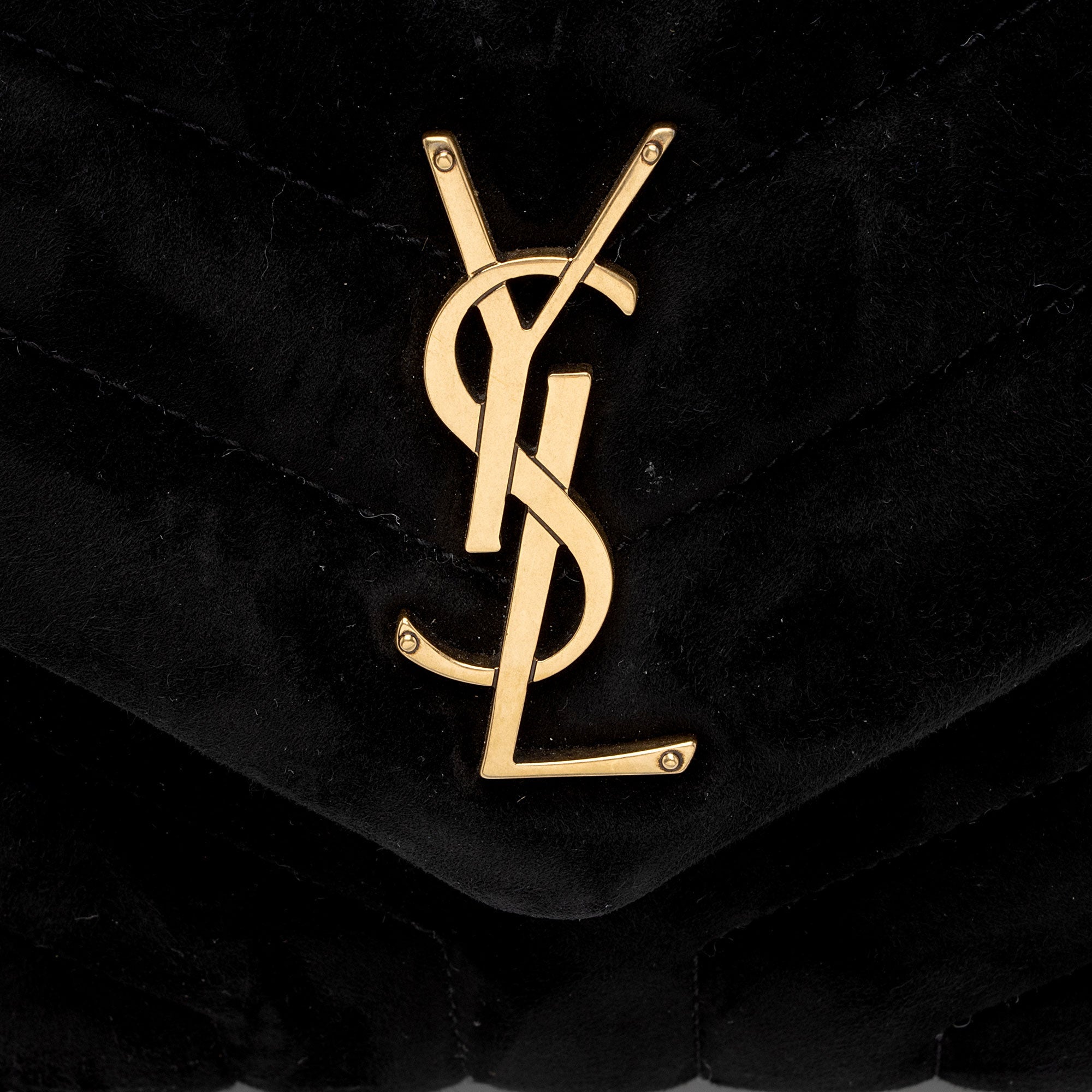 Saint Laurent Suede Monogram LouLou Chain Small Crossbody Bag (SHF-3u0yIz)