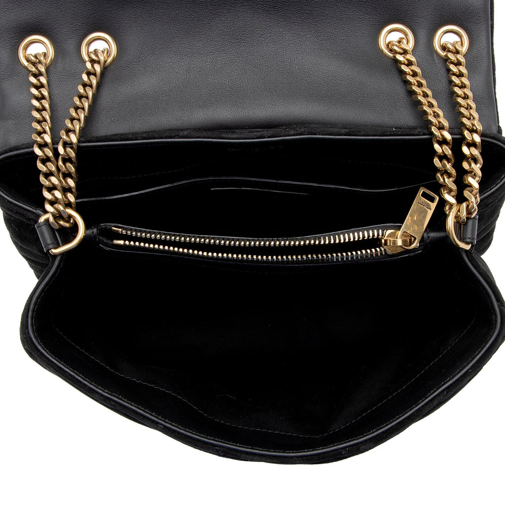 Saint Laurent Suede Monogram LouLou Chain Small Crossbody Bag (SHF-3u0yIz)