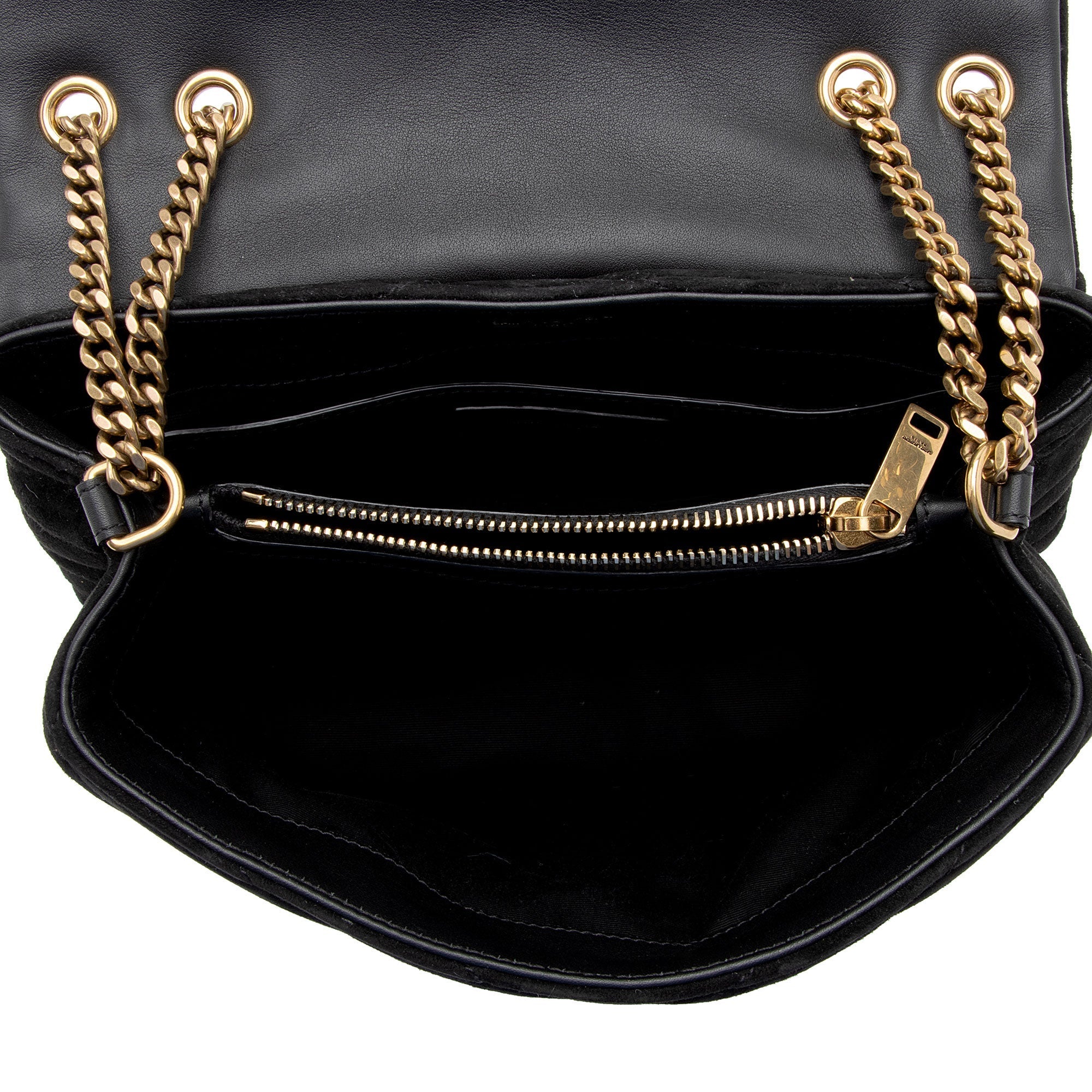 Saint Laurent Suede Monogram LouLou Chain Small Crossbody Bag (SHF-3u0yIz)