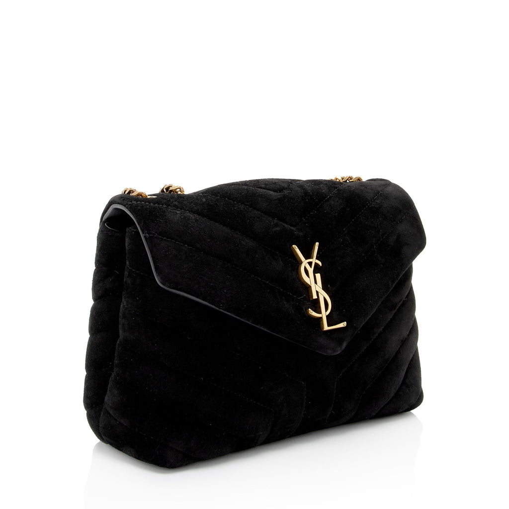 Saint Laurent Suede Monogram LouLou Chain Small Crossbody Bag (SHF-3u0yIz)