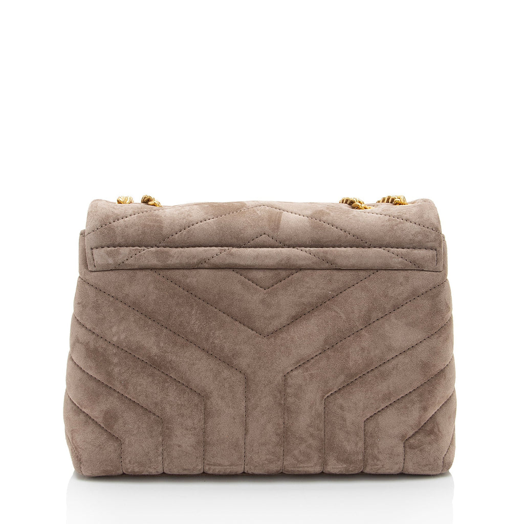 Saint Laurent Suede Monogram LouLou Chain Small Crossbody Bag (SHF-JtlYPP)