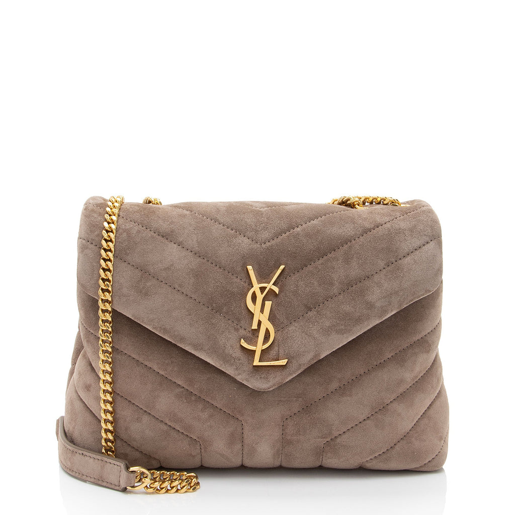 Saint Laurent Suede Monogram LouLou Chain Small Crossbody Bag (SHF-JtlYPP)