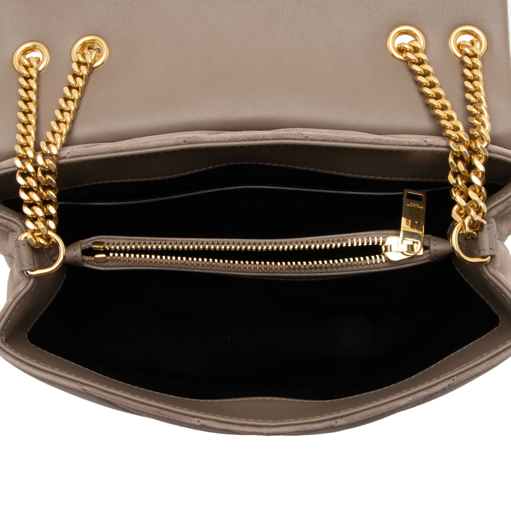 Saint Laurent Suede Monogram LouLou Chain Small Crossbody Bag (SHF-JtlYPP)