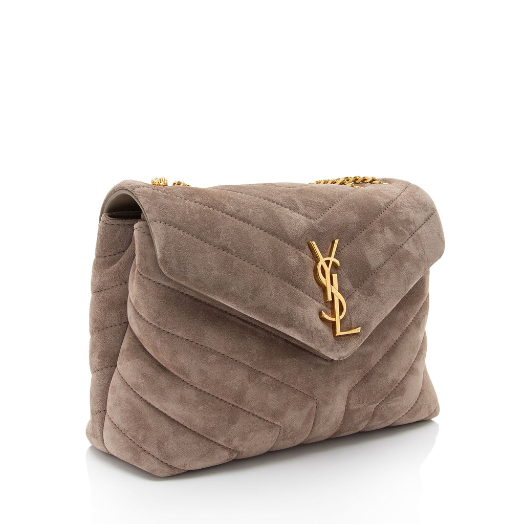 Saint Laurent Suede Monogram LouLou Chain Small Crossbody Bag (SHF-JtlYPP)