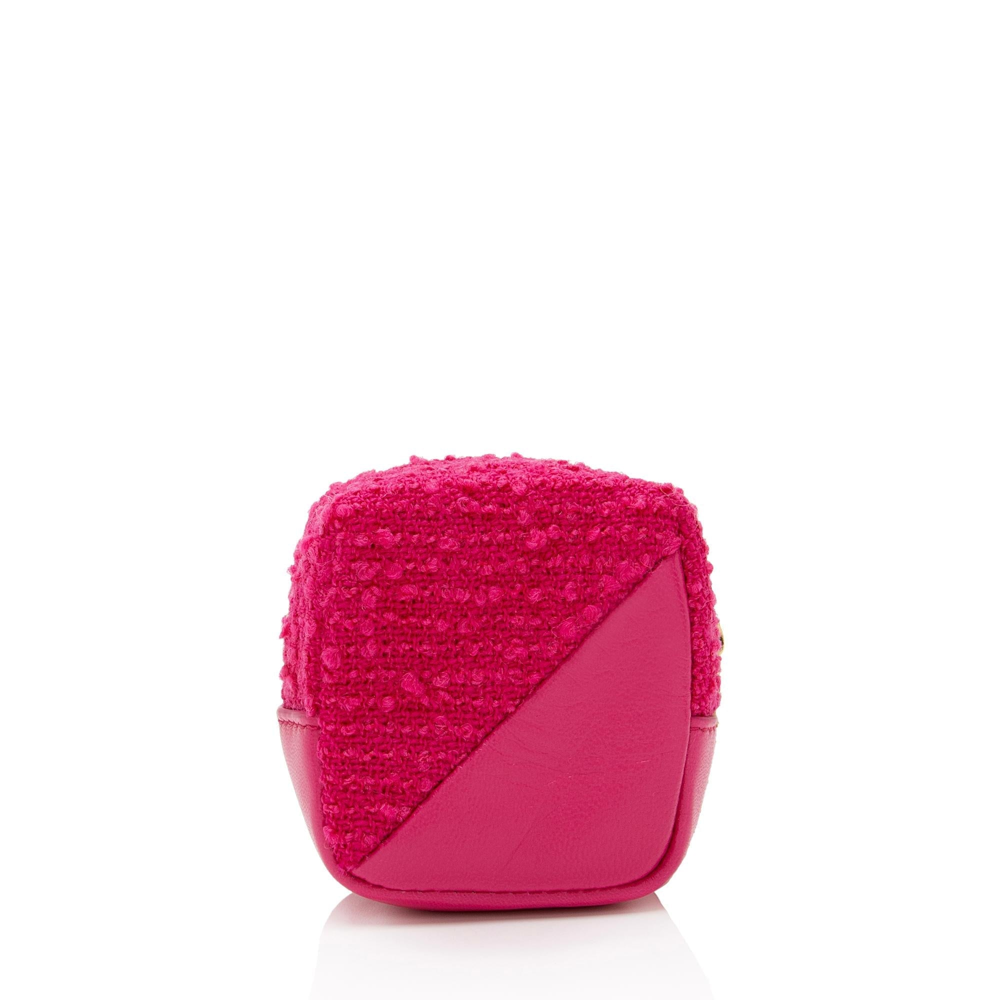 Saint Laurent Tweed Lambskin Monogram Jaime Cube Charm (SHF-LTFDpm)
