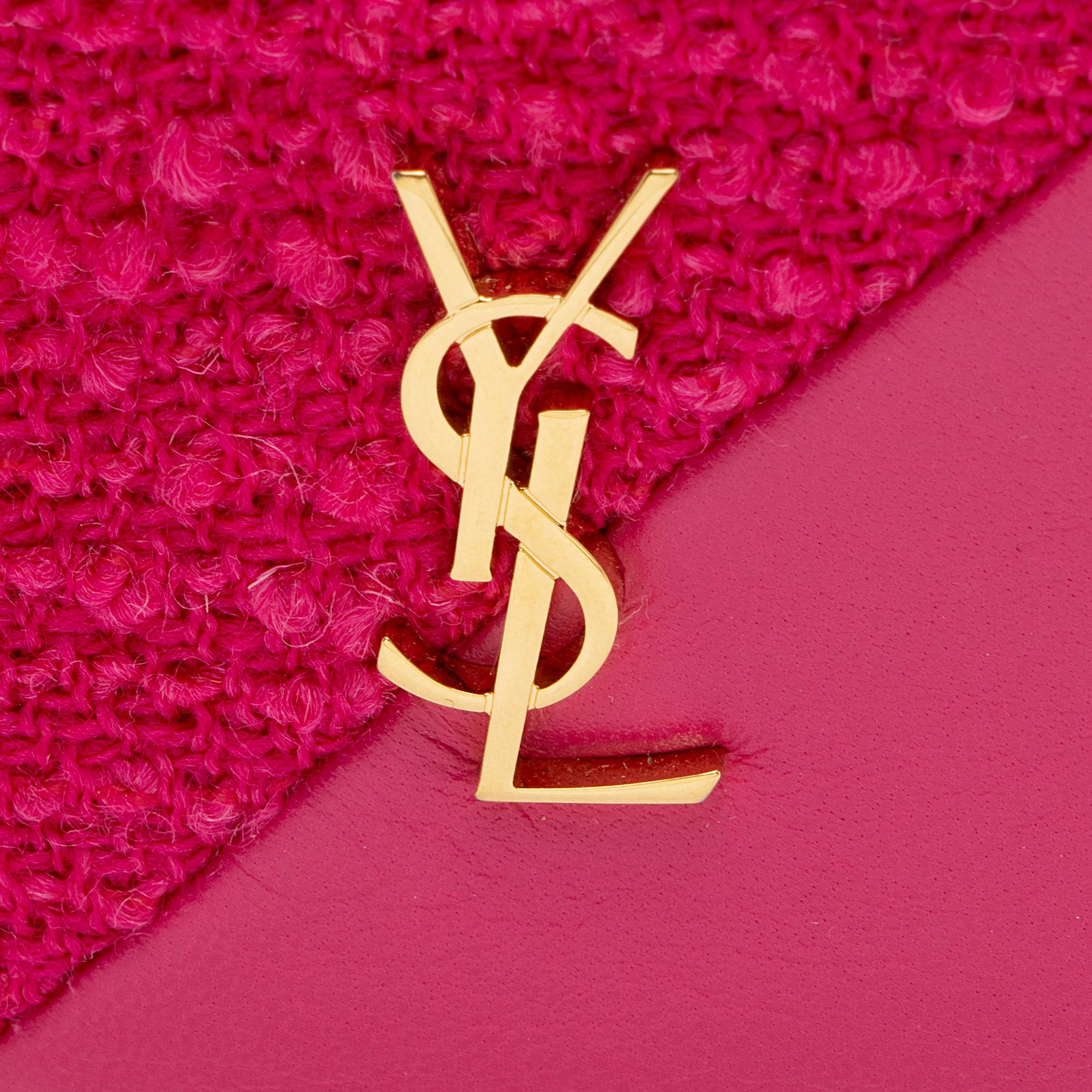 Saint Laurent Tweed Lambskin Monogram Jaime Cube Charm (SHF-LTFDpm)
