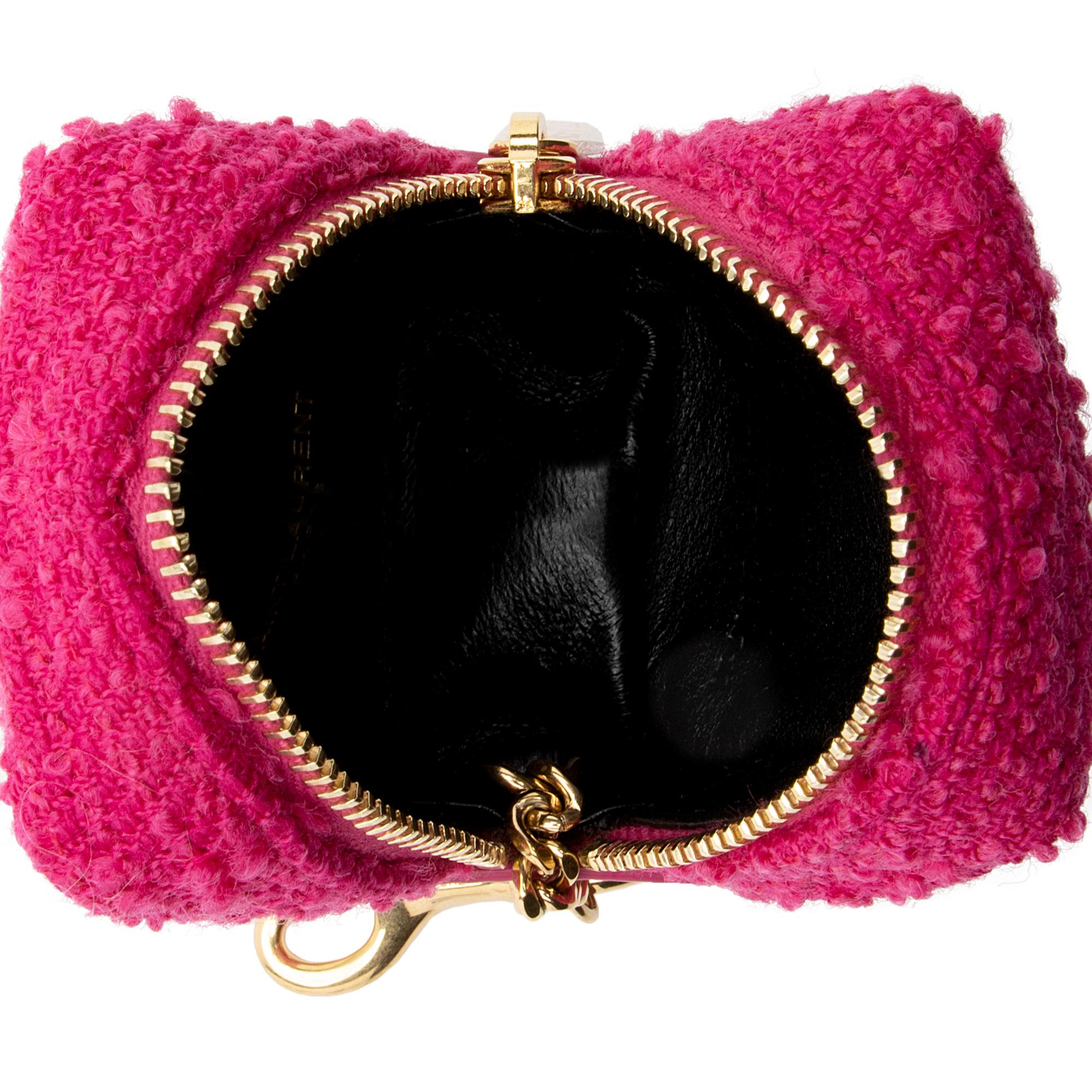Saint Laurent Tweed Lambskin Monogram Jaime Cube Charm (SHF-LTFDpm)