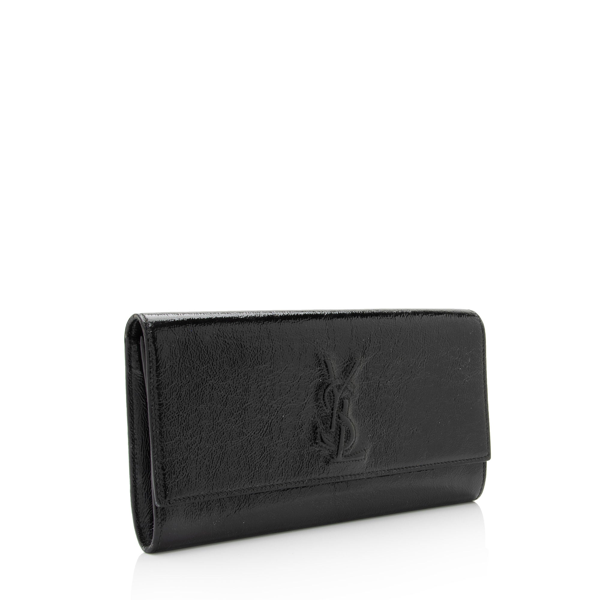 Saint Laurent Vintage Patent Leather Monogram Belle de Jour Clutch (SHF-36A795)