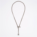 Chanel Logo Chain Belt Black / Silver Leather
