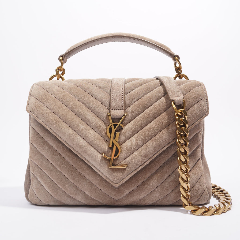 Saint Laurent College Bag Taupe Suede Medium