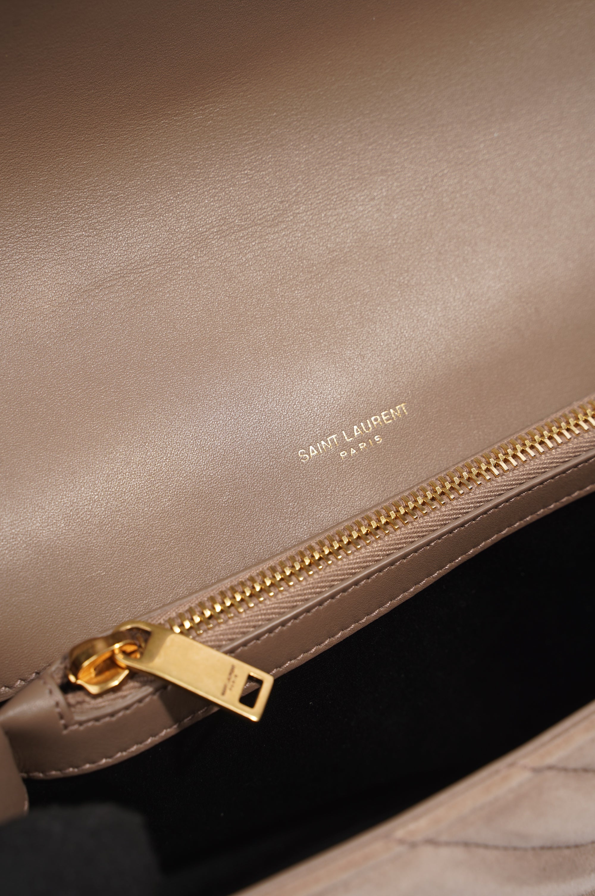 Saint Laurent College Bag Taupe Suede Medium