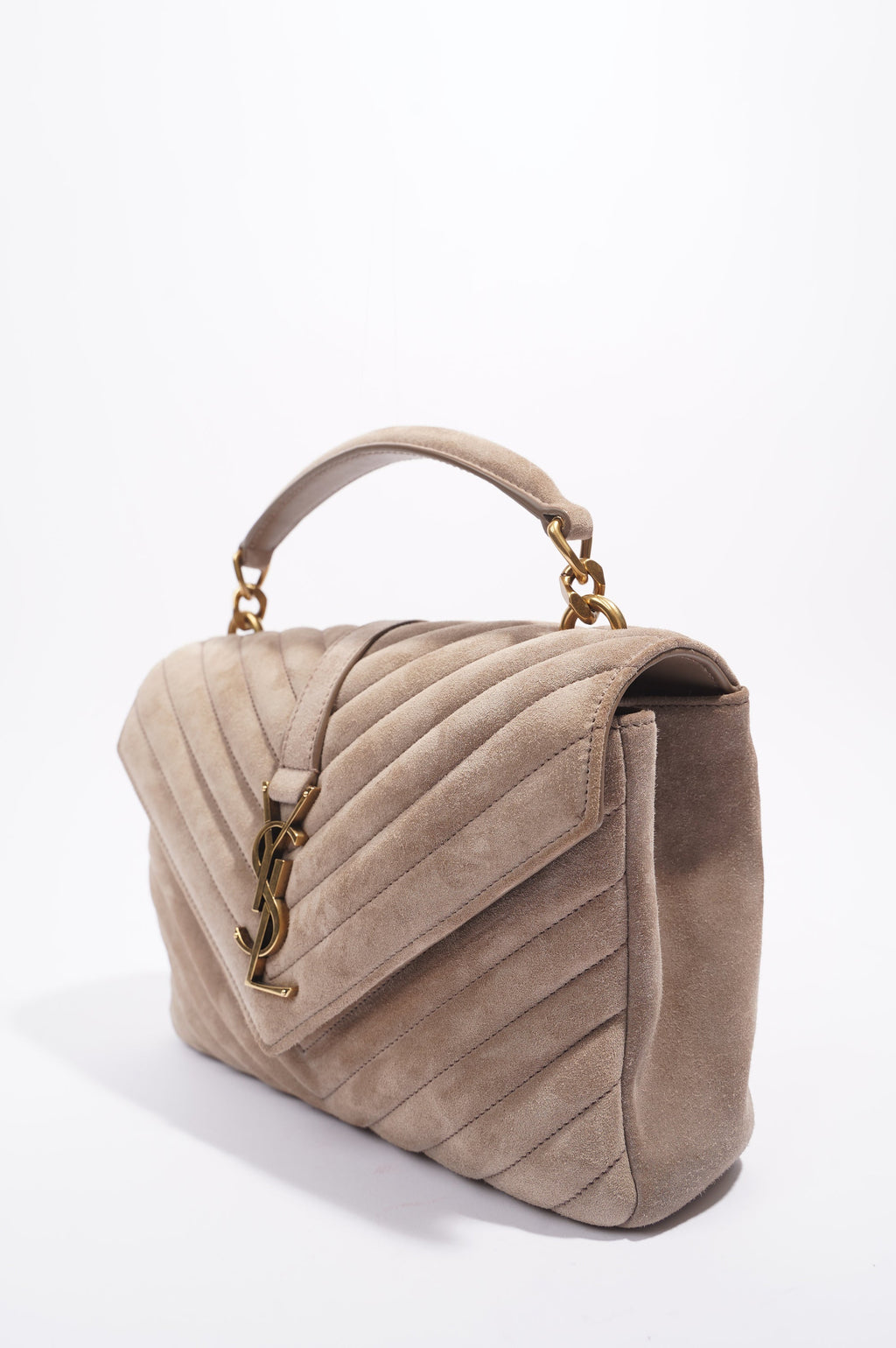 Saint Laurent College Bag Taupe Suede Medium