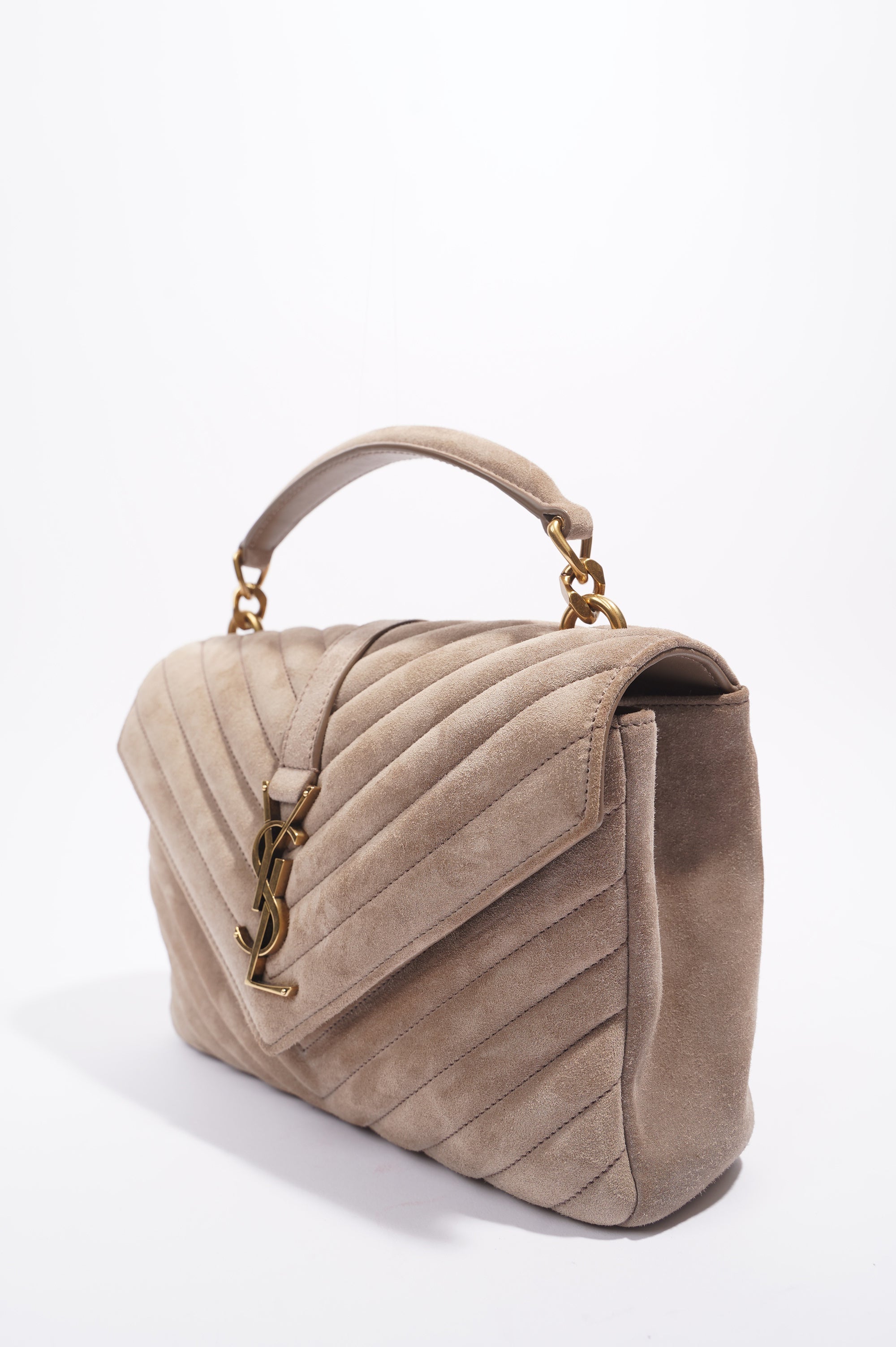 Saint Laurent College Bag Taupe Suede Medium