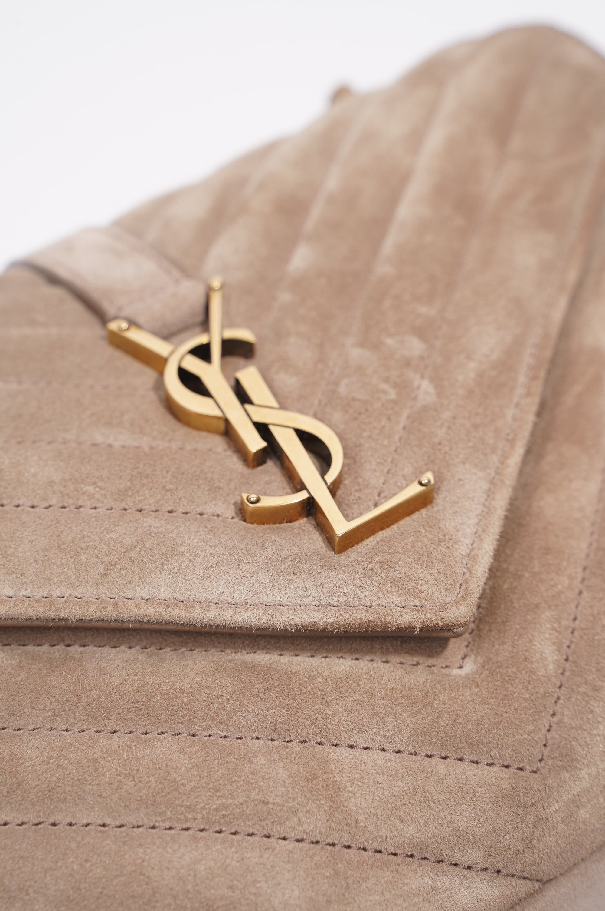 Saint Laurent College Bag Taupe Suede Medium