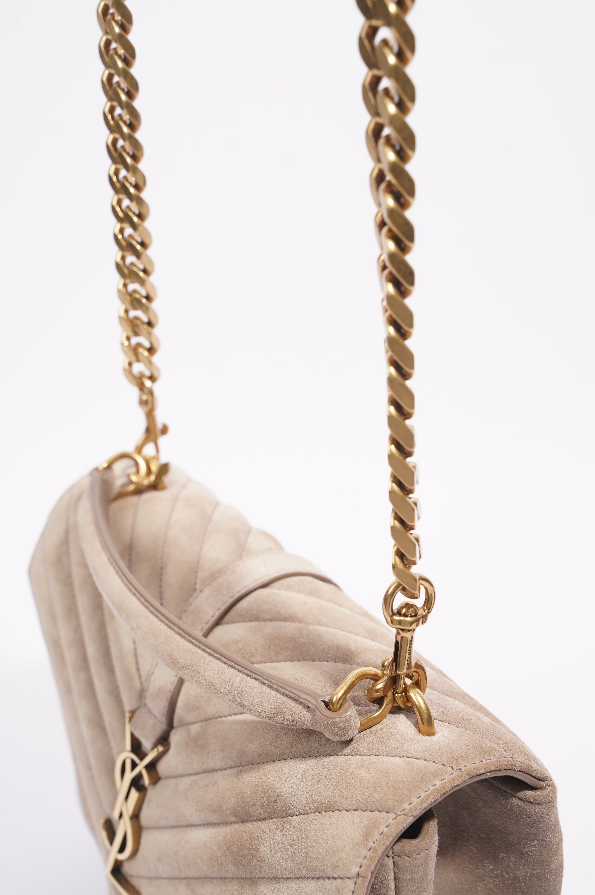 Saint Laurent College Bag Taupe Suede Medium