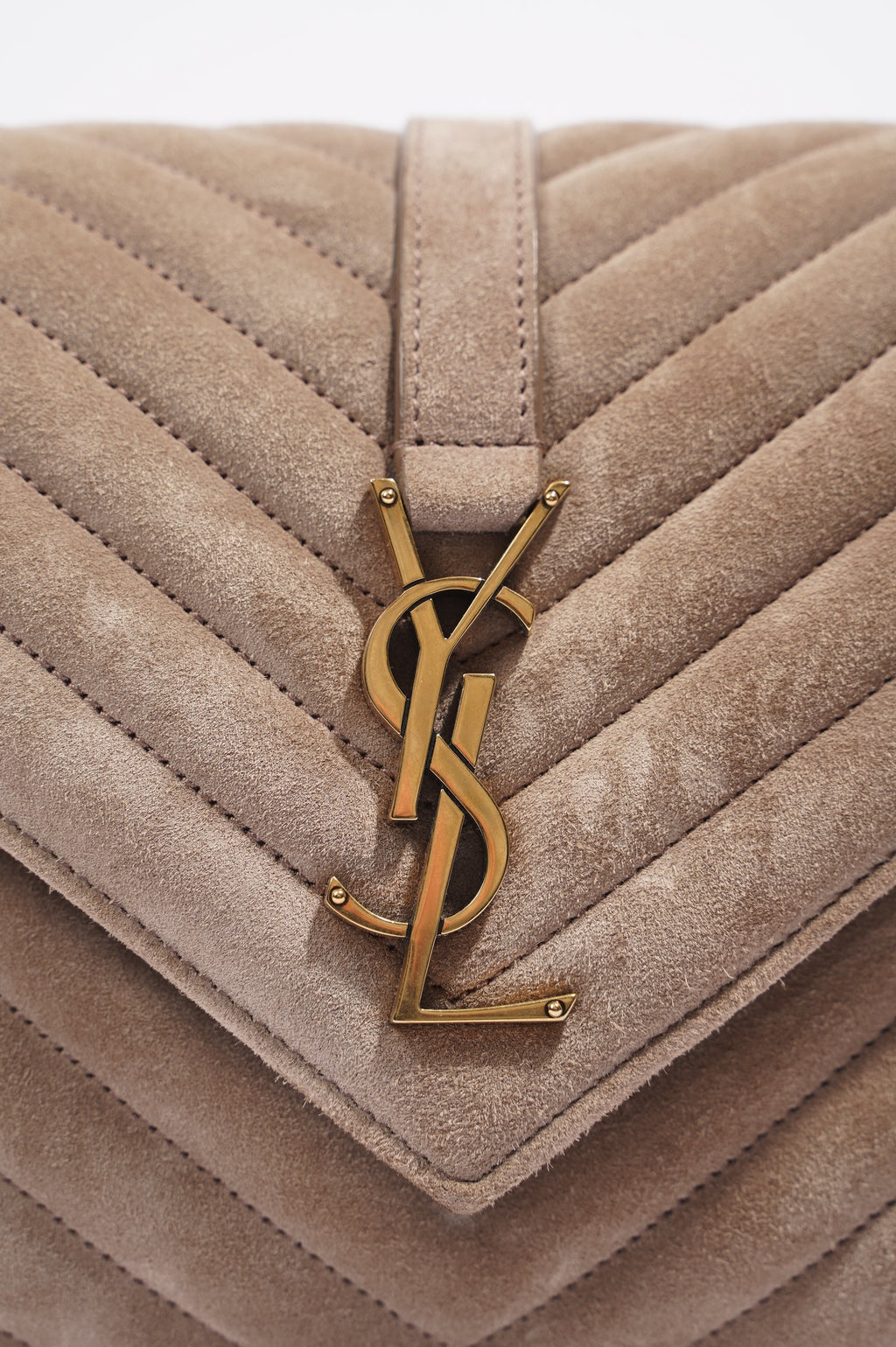 Saint Laurent College Bag Taupe Suede Medium