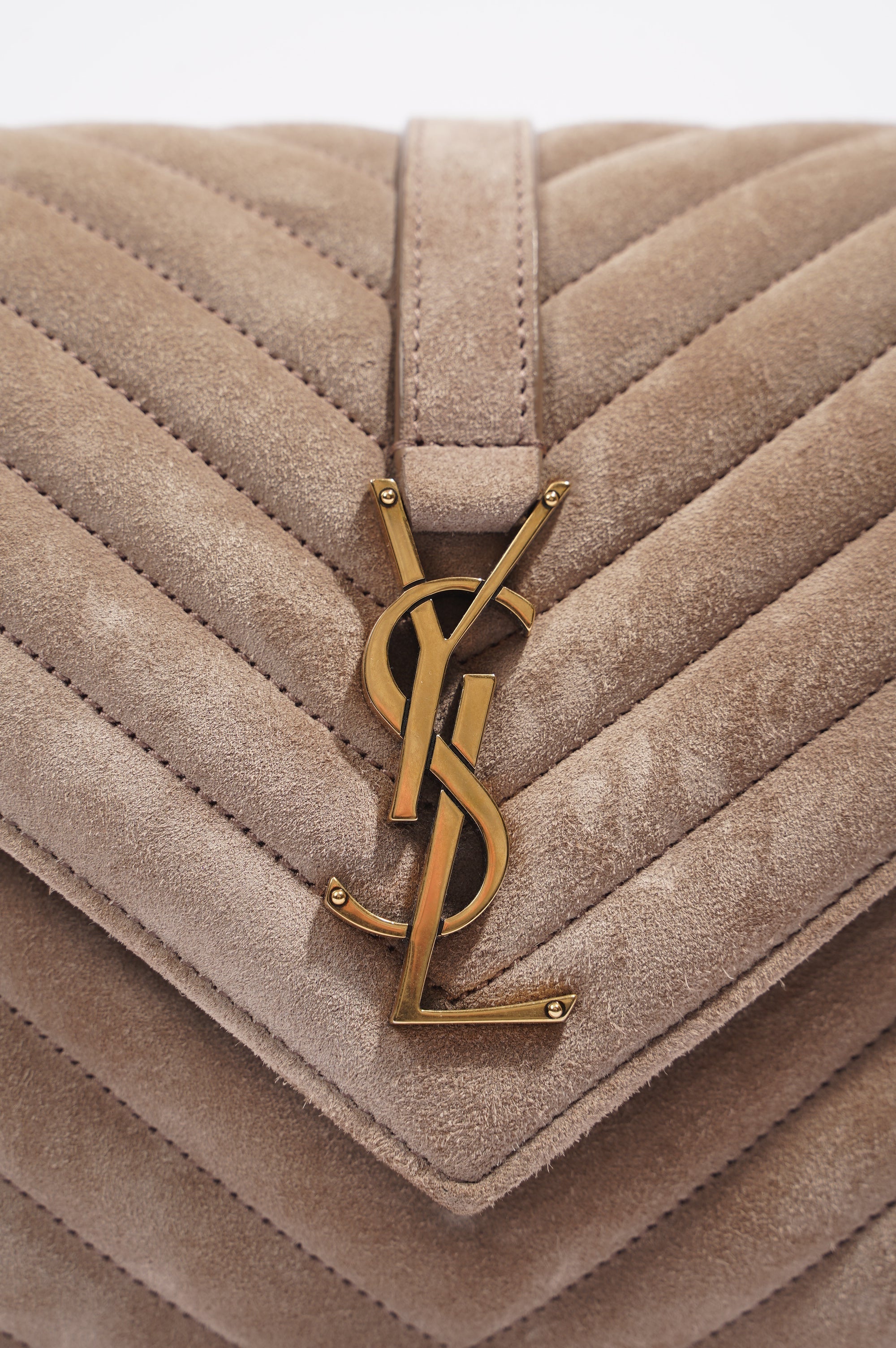 Saint Laurent College Bag Taupe Suede Medium