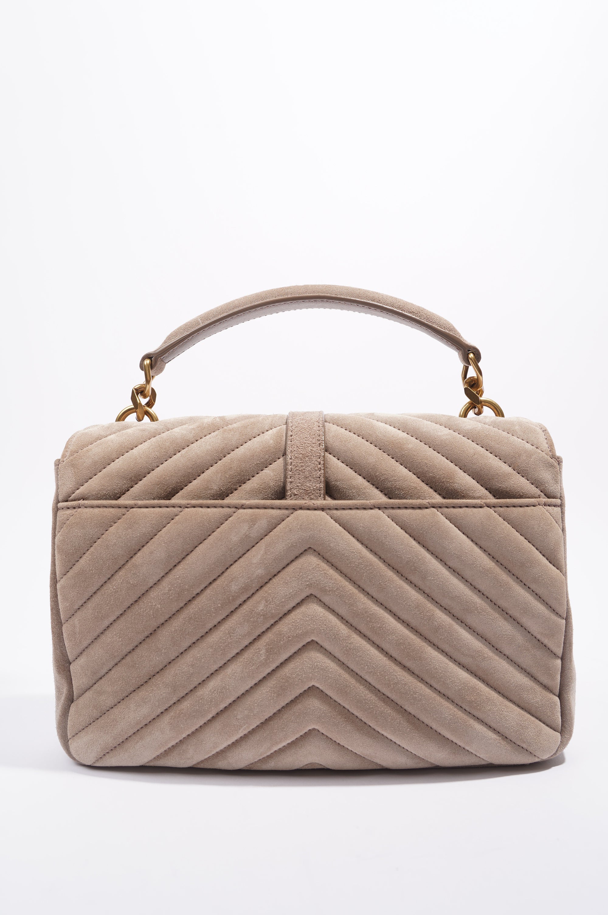 Saint Laurent College Bag Taupe Suede Medium