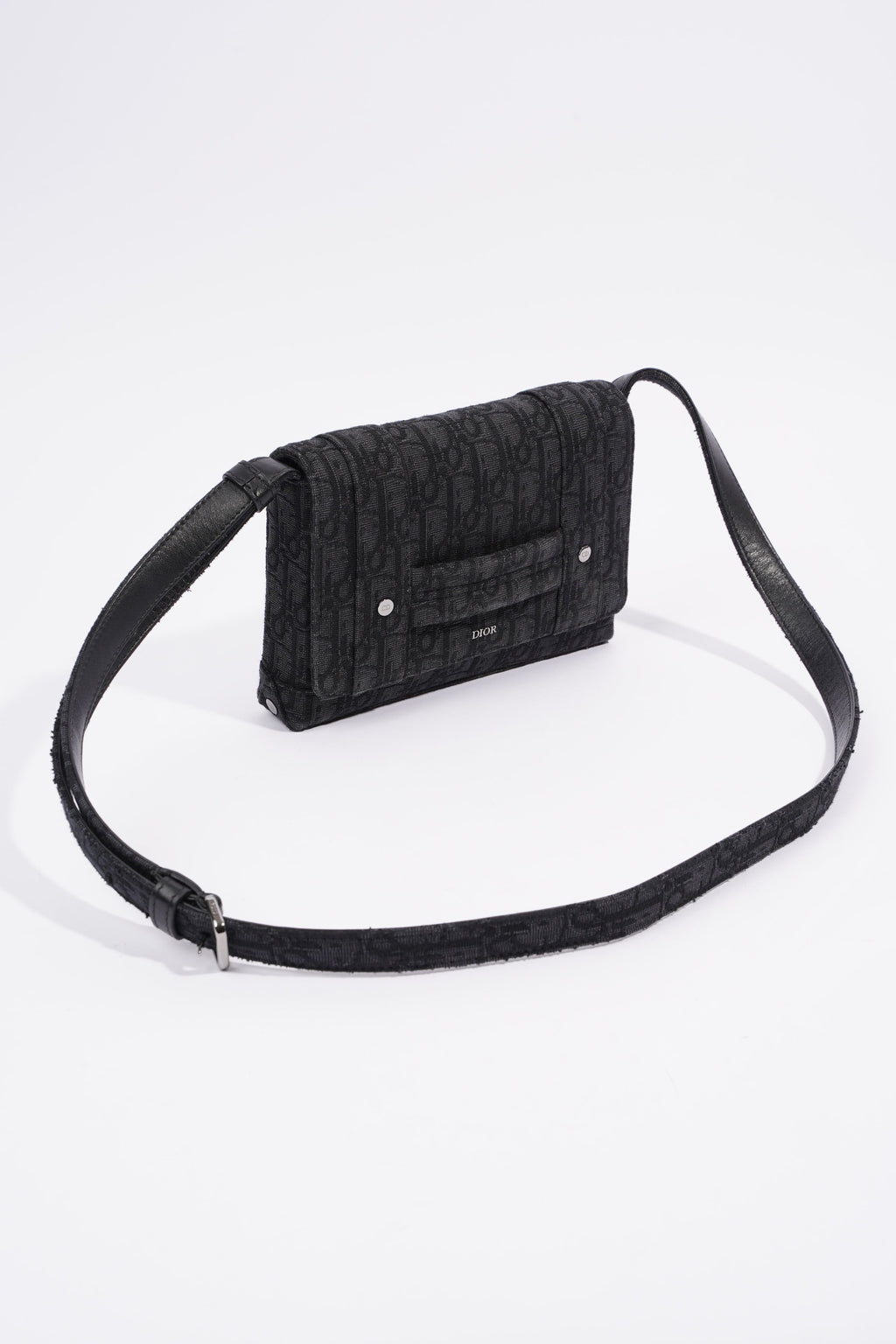 Christian Dior Oblique Flap Black / Grey Canvas