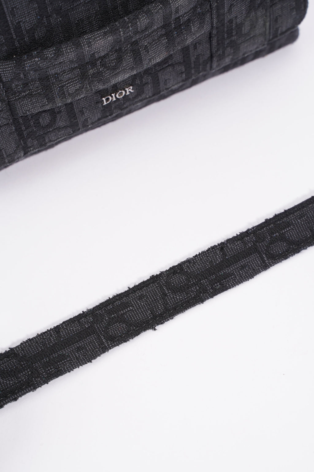 Christian Dior Oblique Flap Black / Grey Canvas