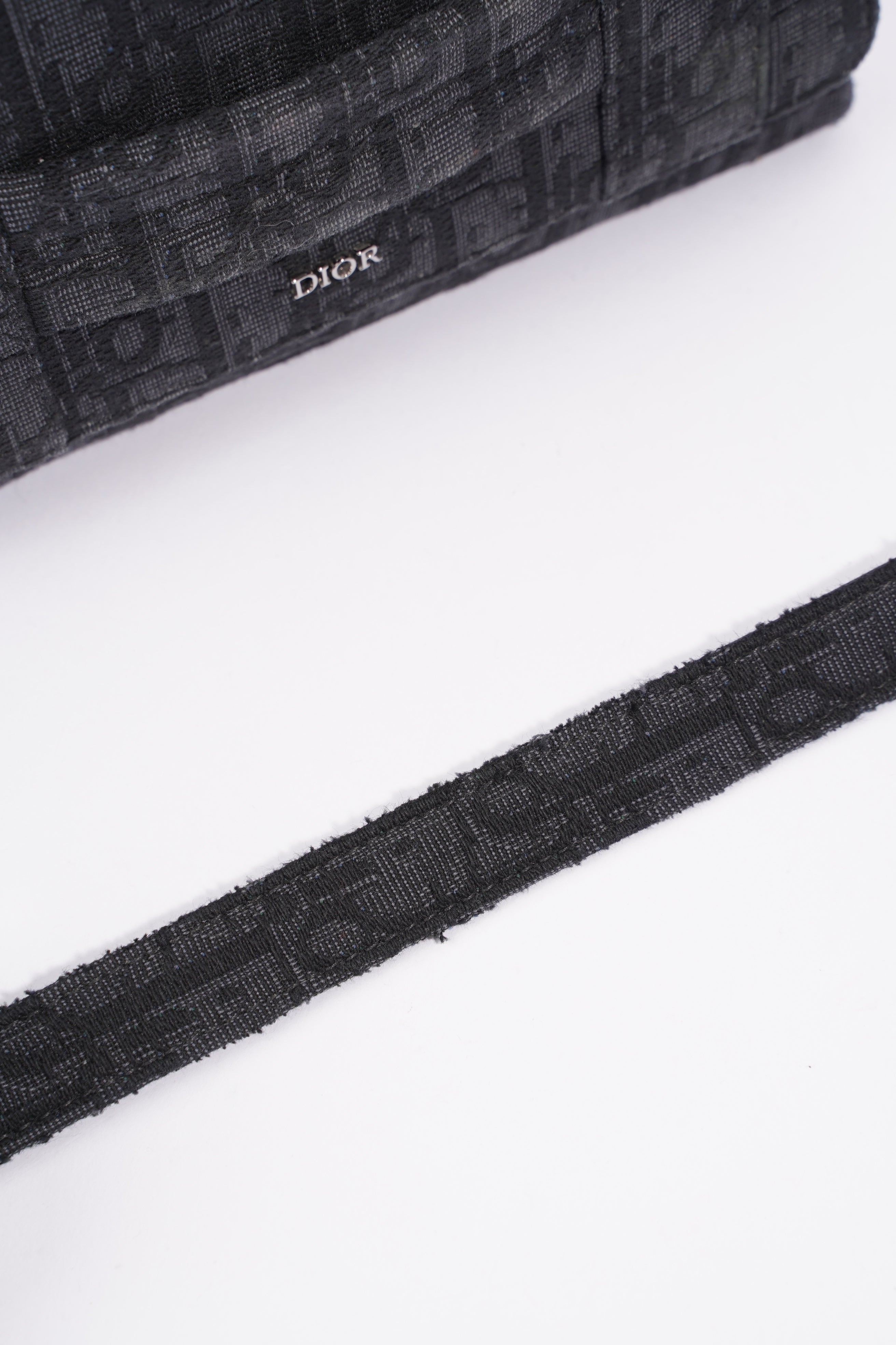 Christian Dior Oblique Flap Black / Grey Canvas