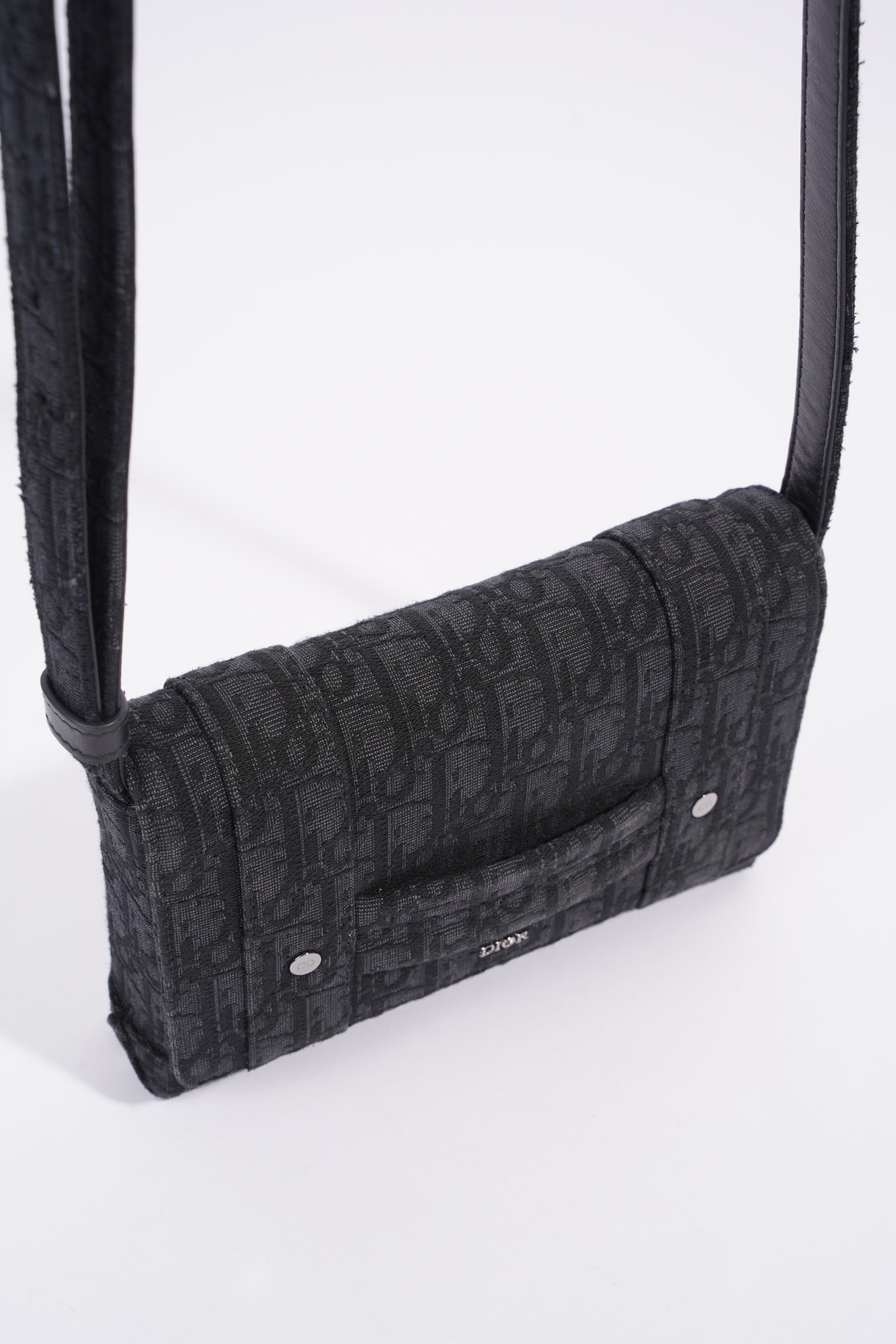 Christian Dior Oblique Flap Black / Grey Canvas