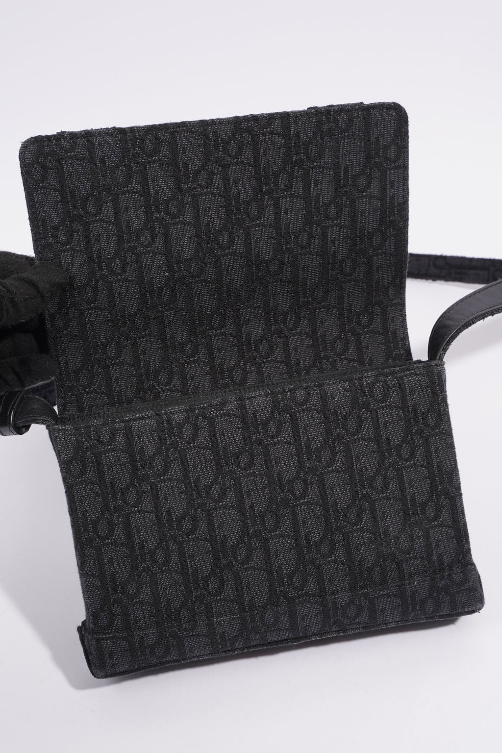 Christian Dior Oblique Flap Black / Grey Canvas