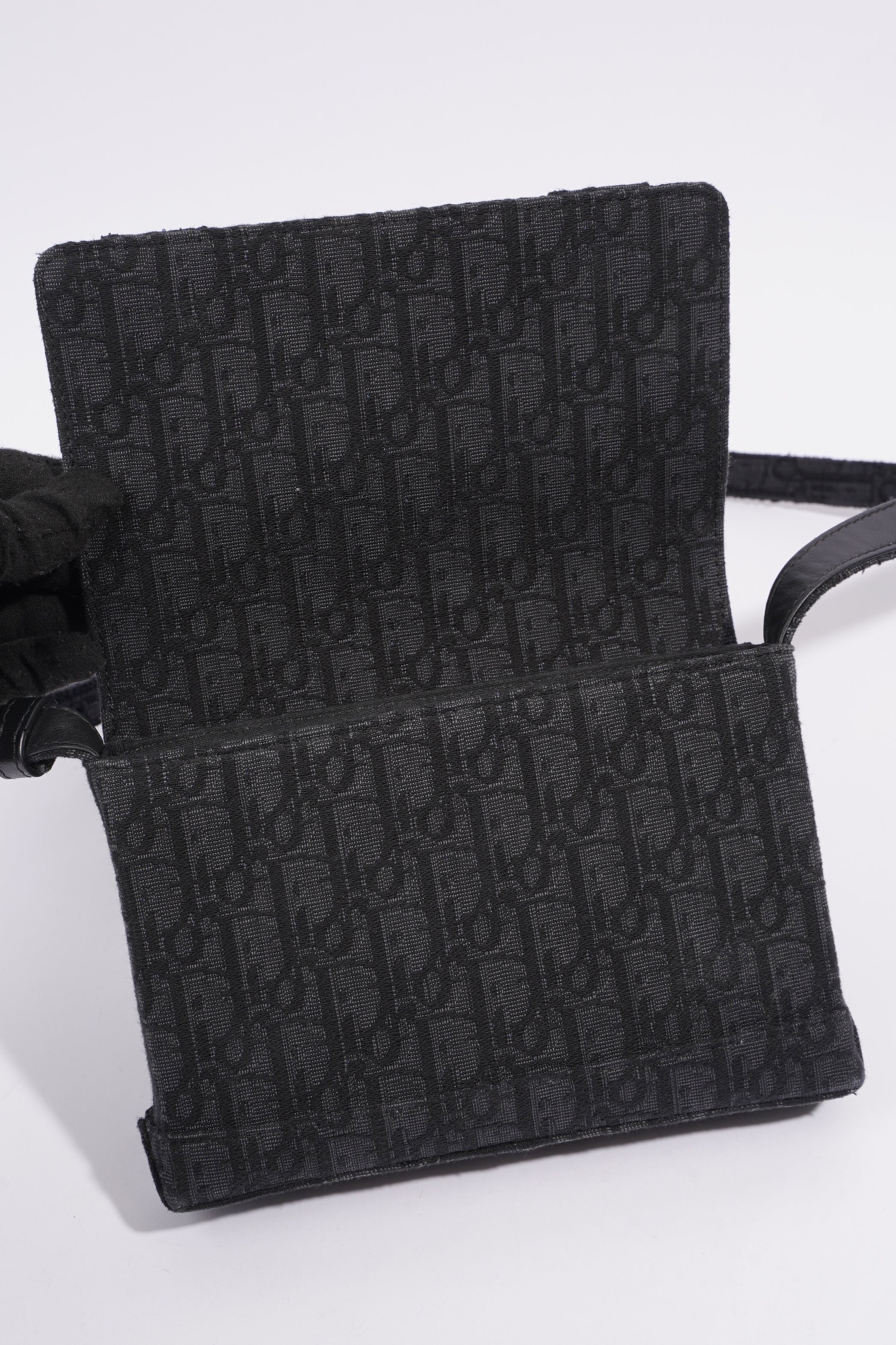 Christian Dior Oblique Flap Black / Grey Canvas