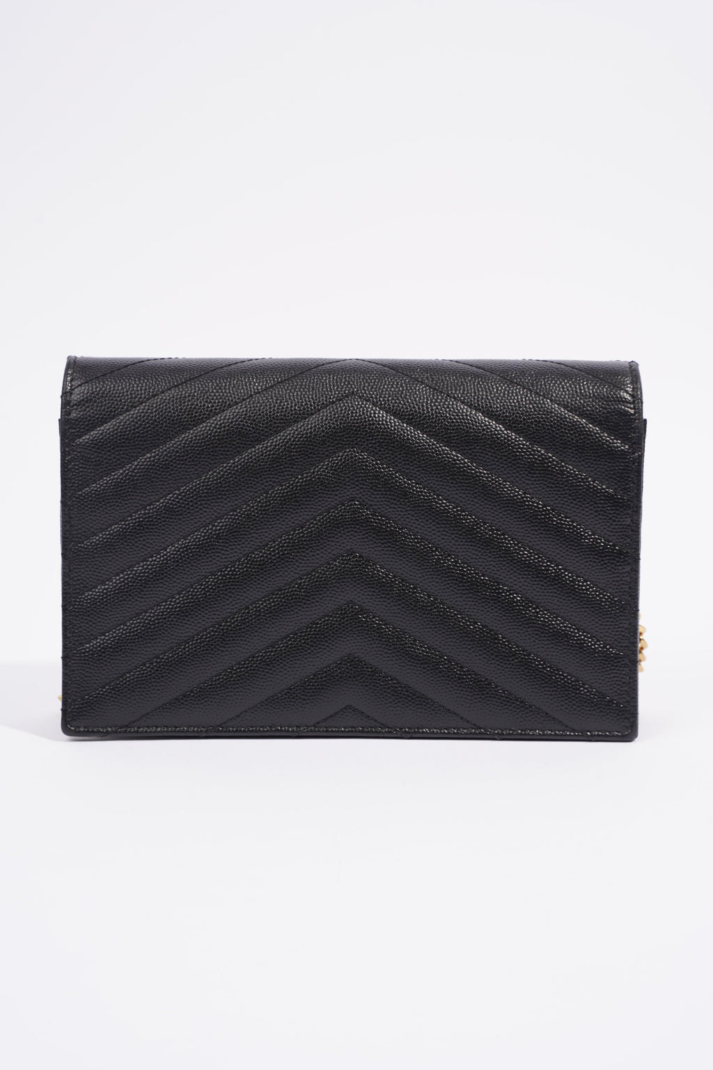 Saint Laurent Cassandre Envelope Chain Wallet Black Calfskin Leather