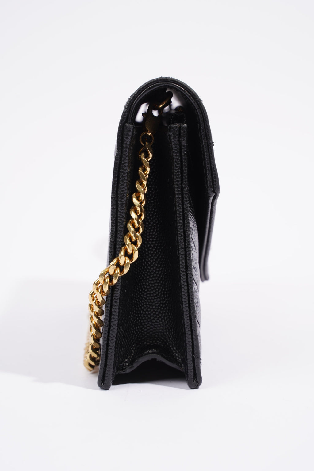 Saint Laurent Cassandre Envelope Chain Wallet Black Calfskin Leather