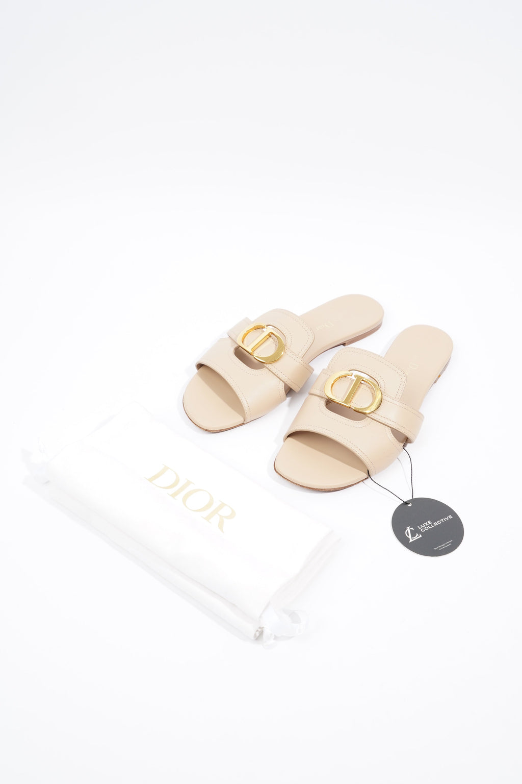 Christian Dior 30 Montaigne Slide Nude Calfskin Leather EU 39 UK 6