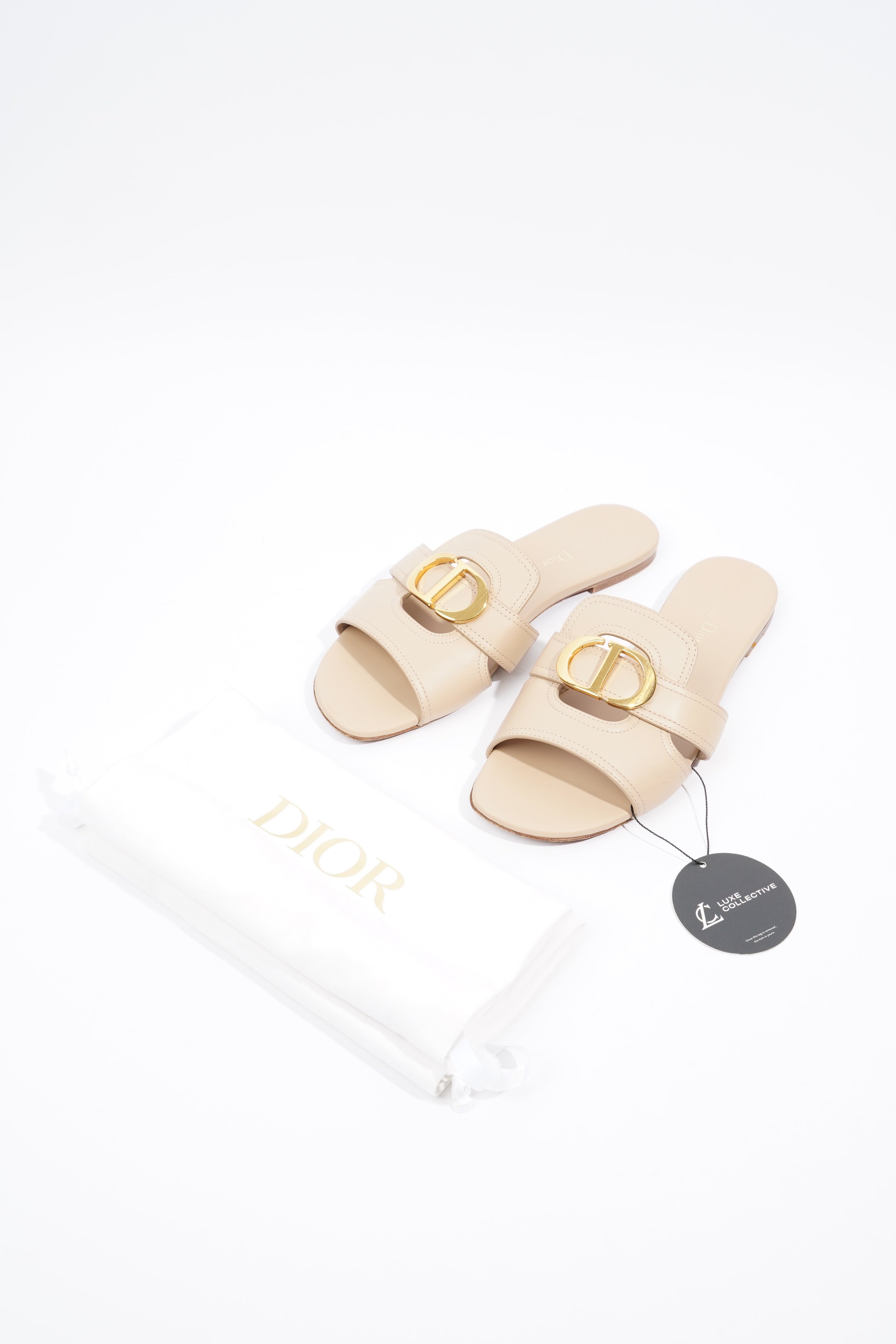 Christian Dior 30 Montaigne Slide Nude Calfskin Leather EU 39 UK 6