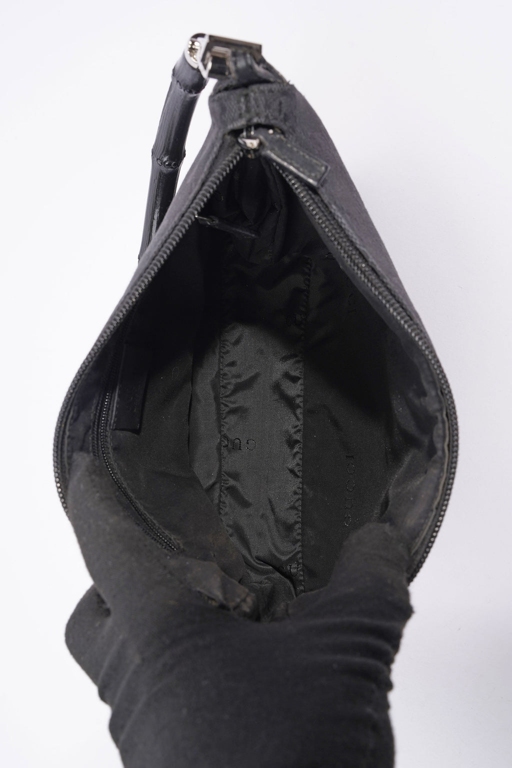 Gucci GG Bamboo Shoulder Bag Black Canvas
