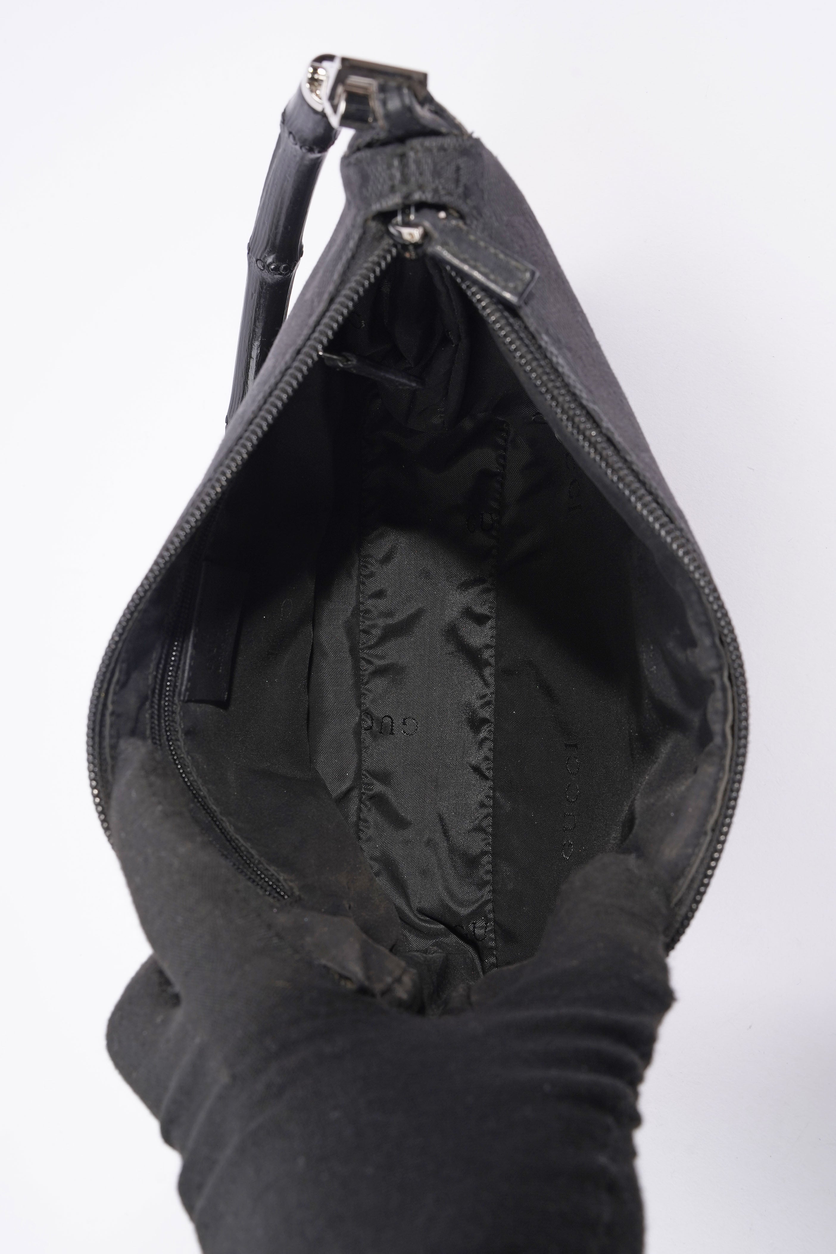 Gucci GG Bamboo Shoulder Bag Black Canvas